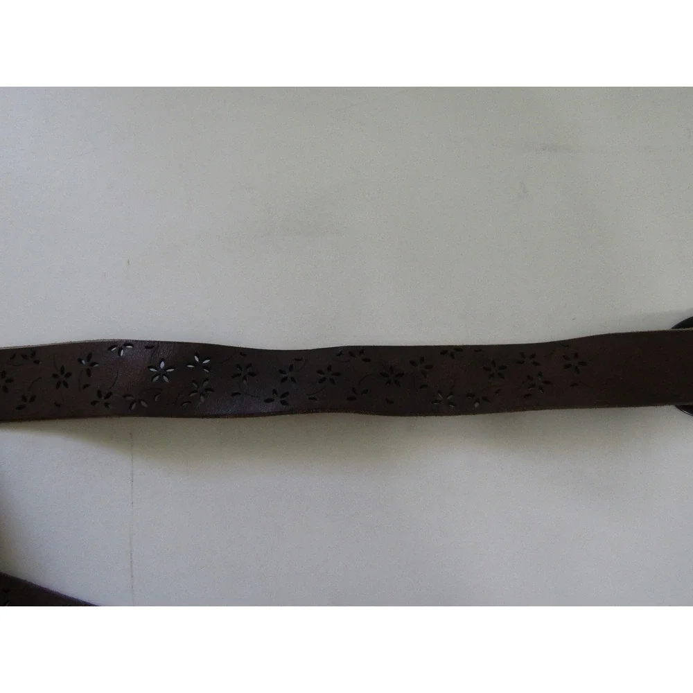 Genuine Italian Leather Brown Floral‎ Cutout Belt XXL Made in USA Boho Western